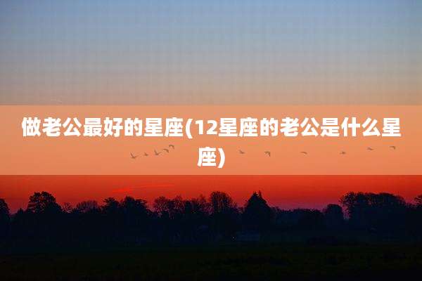 做老公最好的星座(12星座的老公是什么星座)