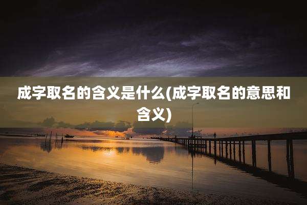 成字取名的含义是什么(成字取名的意思和含义)