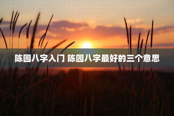 陈园八字入门 陈园八字最好的三个意思
