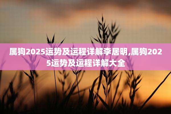 属狗2025运势及运程详解李居明,属狗2025运势及运程详解大全