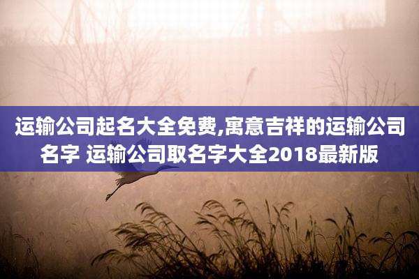 运输公司起名大全免费,寓意吉祥的运输公司名字 运输公司取名字大全2018最新版