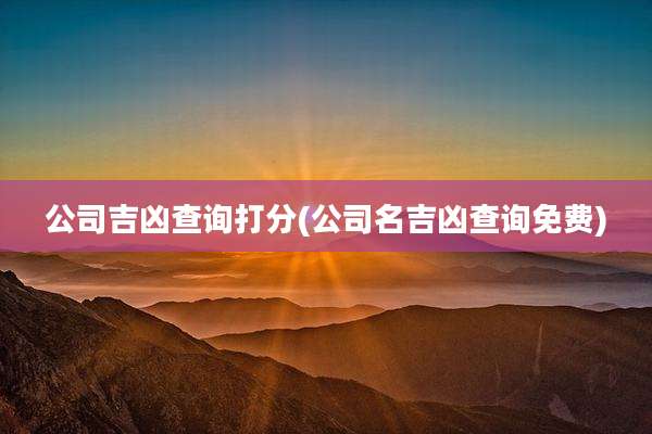 公司吉凶查询打分(公司名吉凶查询免费)