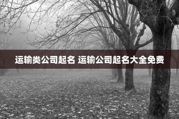 运输类公司起名 运输公司起名大全免费