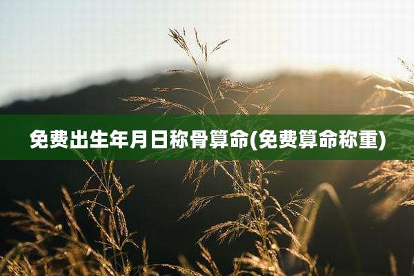 免费出生年月日称骨算命(免费算命称重)