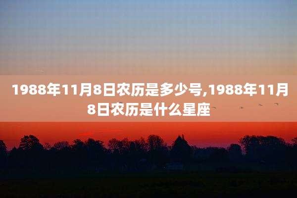 1988年11月8日农历是多少号,1988年11月8日农历是什么星座