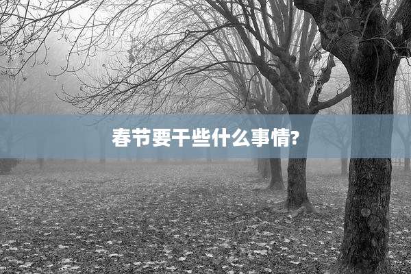 春节要干些什么事情?