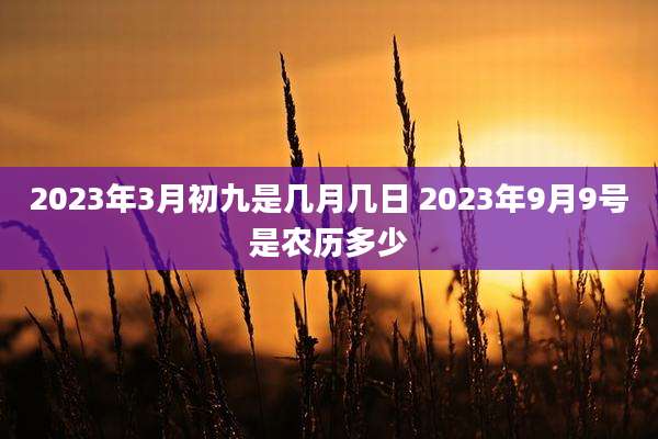 2023年3月初九是几月几日 2023年9月9号是农历多少