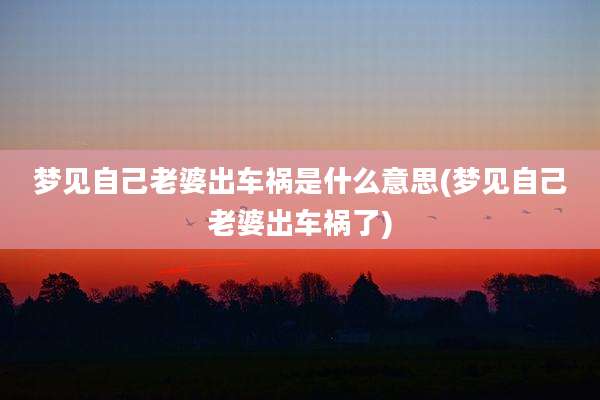 梦见自己老婆出车祸是什么意思(梦见自己老婆出车祸了)