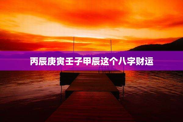 丙辰庚寅壬子甲辰这个八字财运