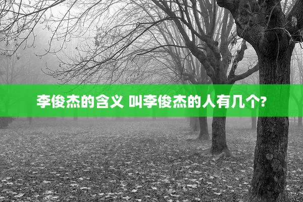 李俊杰的含义 叫李俊杰的人有几个?