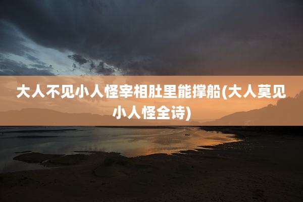 大人不见小人怪宰相肚里能撑船(大人莫见小人怪全诗)
