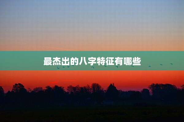 最杰出的八字特征有哪些