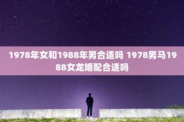 1978年女和1988年男合适吗 1978男马1988女龙婚配合适吗