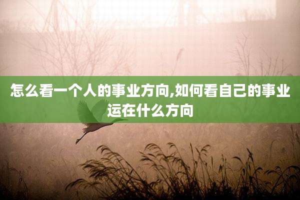 怎么看一个人的事业方向,如何看自己的事业运在什么方向
