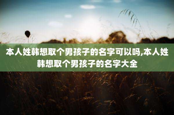 本人姓韩想取个男孩子的名字可以吗,本人姓韩想取个男孩子的名字大全