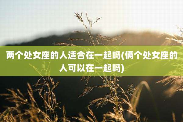 两个处女座的人适合在一起吗(俩个处女座的人可以在一起吗)
