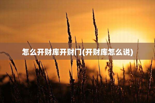 怎么开财库开财门(开财库怎么说)