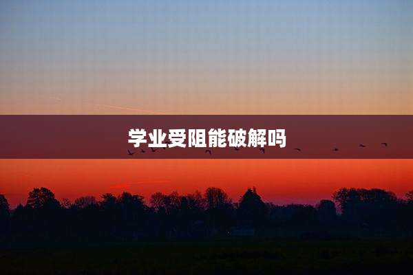 学业受阻能破解吗