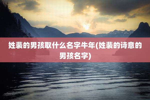姓裴的男孩取什么名字牛年(姓裴的诗意的男孩名字)