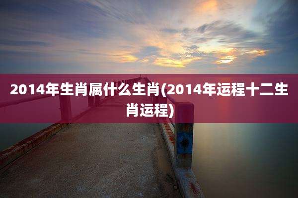2014年生肖属什么生肖(2014年运程十二生肖运程)