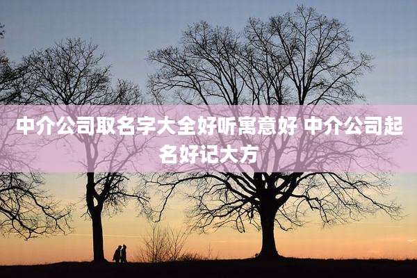 中介公司取名字大全好听寓意好 中介公司起名好记大方
