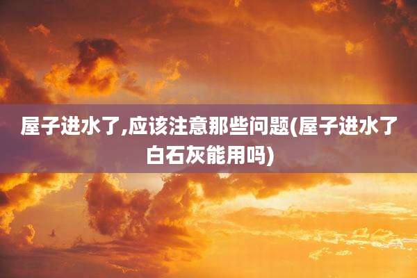 屋子进水了,应该注意那些问题(屋子进水了白石灰能用吗)