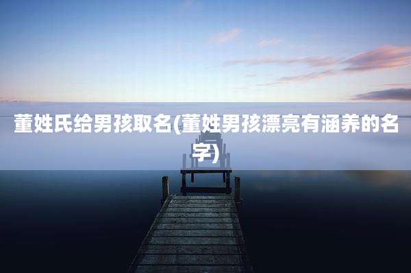 董姓氏给男孩取名(董姓男孩漂亮有涵养的名字)