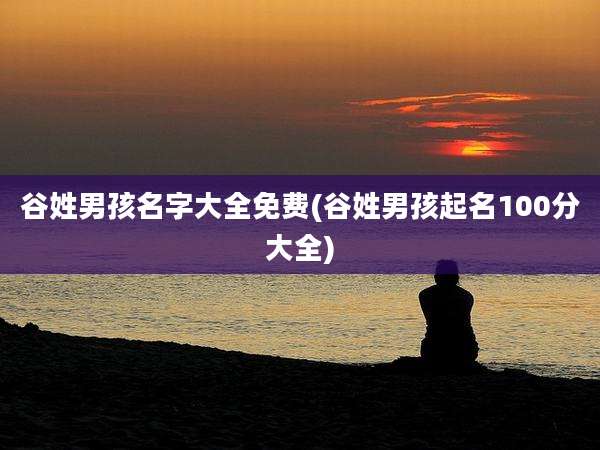 谷姓男孩名字大全免费(谷姓男孩起名100分大全)