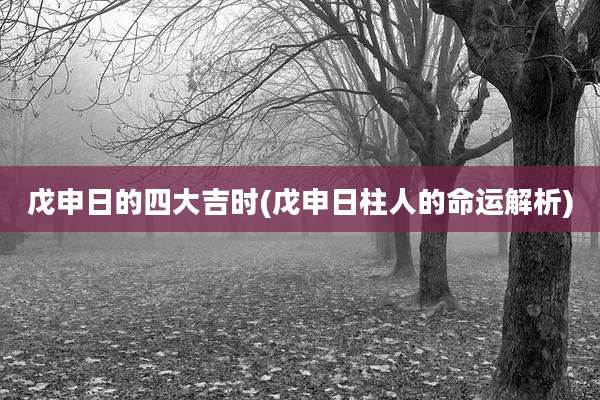 戊申日的四大吉时(戊申日柱人的命运解析)