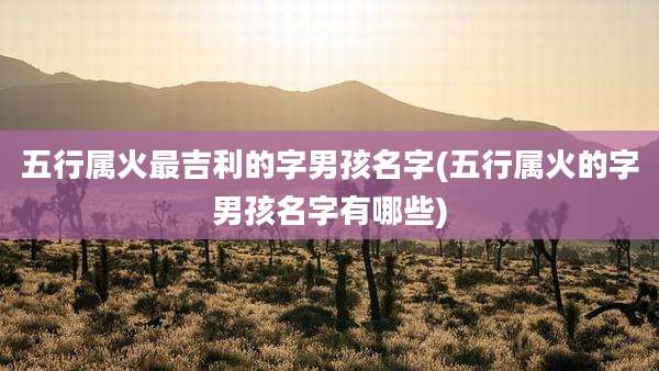 五行属火最吉利的字男孩名字(五行属火的字男孩名字有哪些)