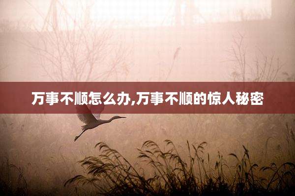 万事不顺怎么办,万事不顺的惊人秘密