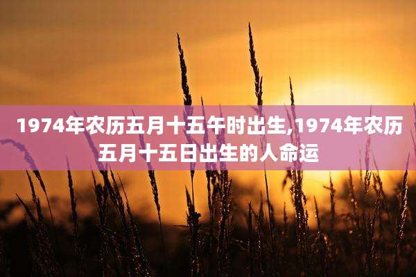 1974年农历五月十五午时出生,1974年农历五月十五日出生的人命运