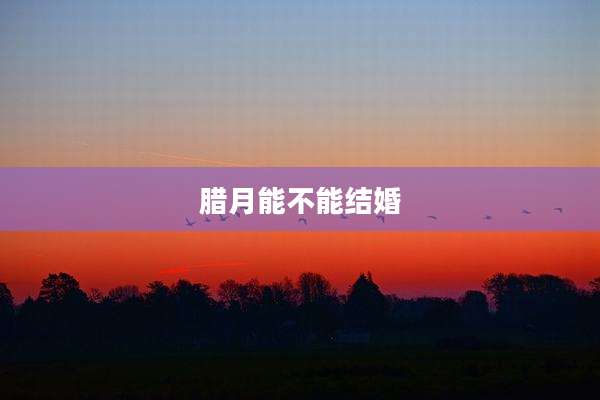 腊月能不能结婚