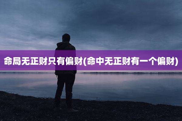 命局无正财只有偏财(命中无正财有一个偏财)