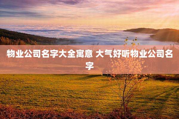 物业公司名字大全寓意 大气好听物业公司名字