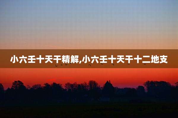 小六壬十天干精解,小六壬十天干十二地支