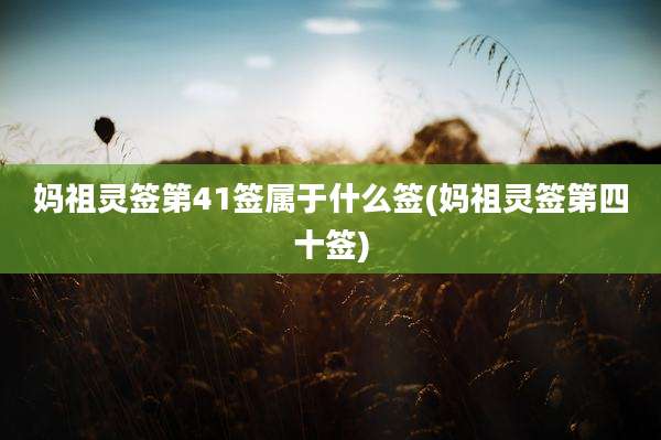 妈祖灵签第41签属于什么签(妈祖灵签第四十签)