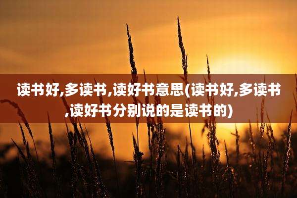 读书好,多读书,读好书意思(读书好,多读书,读好书分别说的是读书的)
