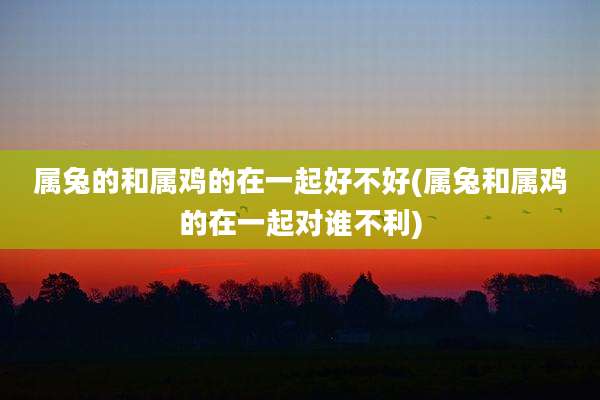 属兔的和属鸡的在一起好不好(属兔和属鸡的在一起对谁不利)