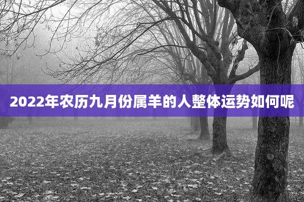 2022年农历九月份属羊的人整体运势如何呢