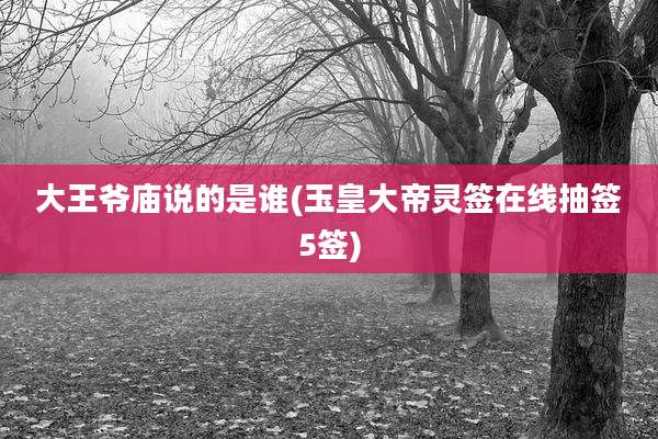 大王爷庙说的是谁(玉皇大帝灵签在线抽签5签)