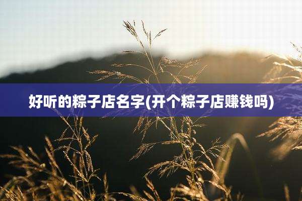 好听的粽子店名字(开个粽子店赚钱吗)