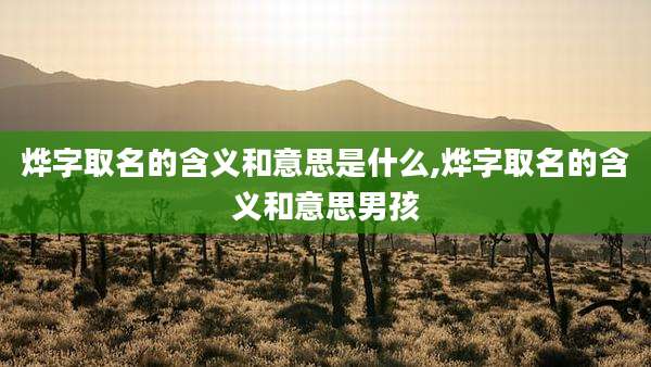 烨字取名的含义和意思是什么,烨字取名的含义和意思男孩