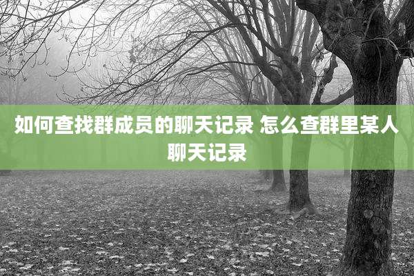 如何查找群成员的聊天记录 怎么查群里某人聊天记录