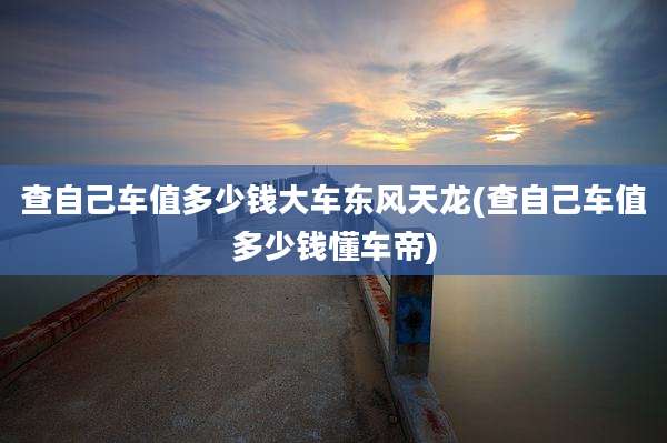 查自己车值多少钱大车东风天龙(查自己车值多少钱懂车帝)