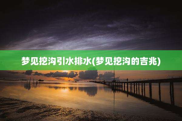梦见挖沟引水排水(梦见挖沟的吉兆)