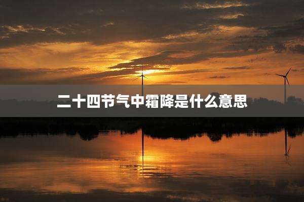 二十四节气中霜降是什么意思