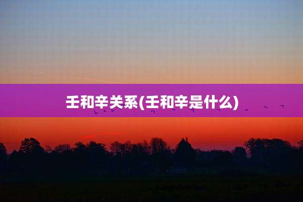 壬和辛关系(壬和辛是什么)
