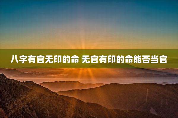 八字有官无印的命 无官有印的命能否当官