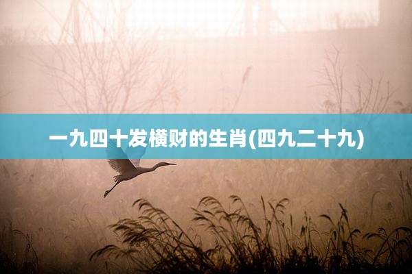 一九四十发横财的生肖(四九二十九)